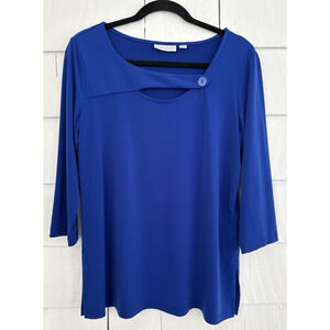 Susan Graver Womens Med Petite Liquid Knit Cutout Keyhole Tunic Capsule Polished